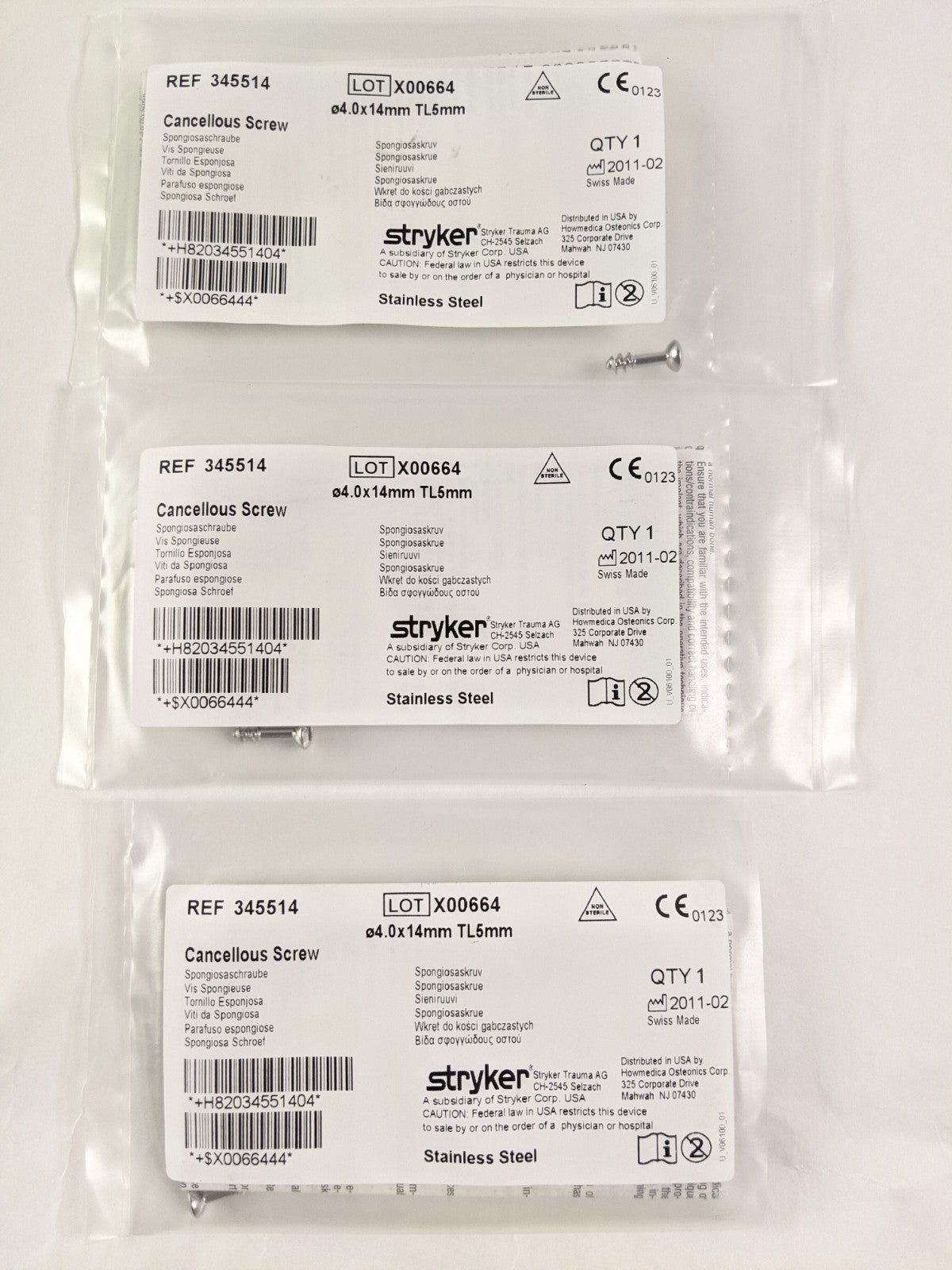 Set of 12 Stryker Surgical Screws and Twist Drills