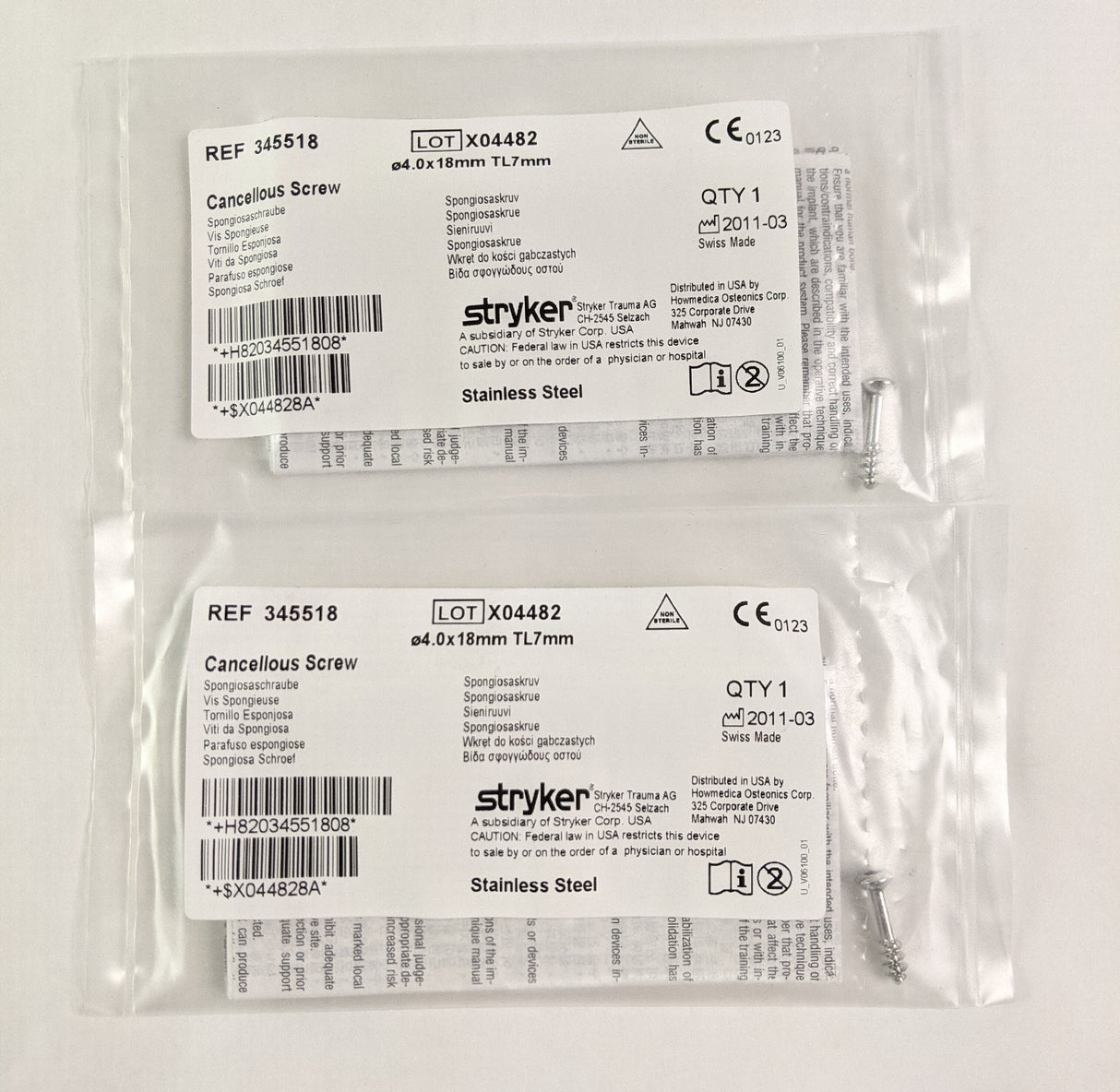 Set of 12 Stryker Surgical Screws and Twist Drills