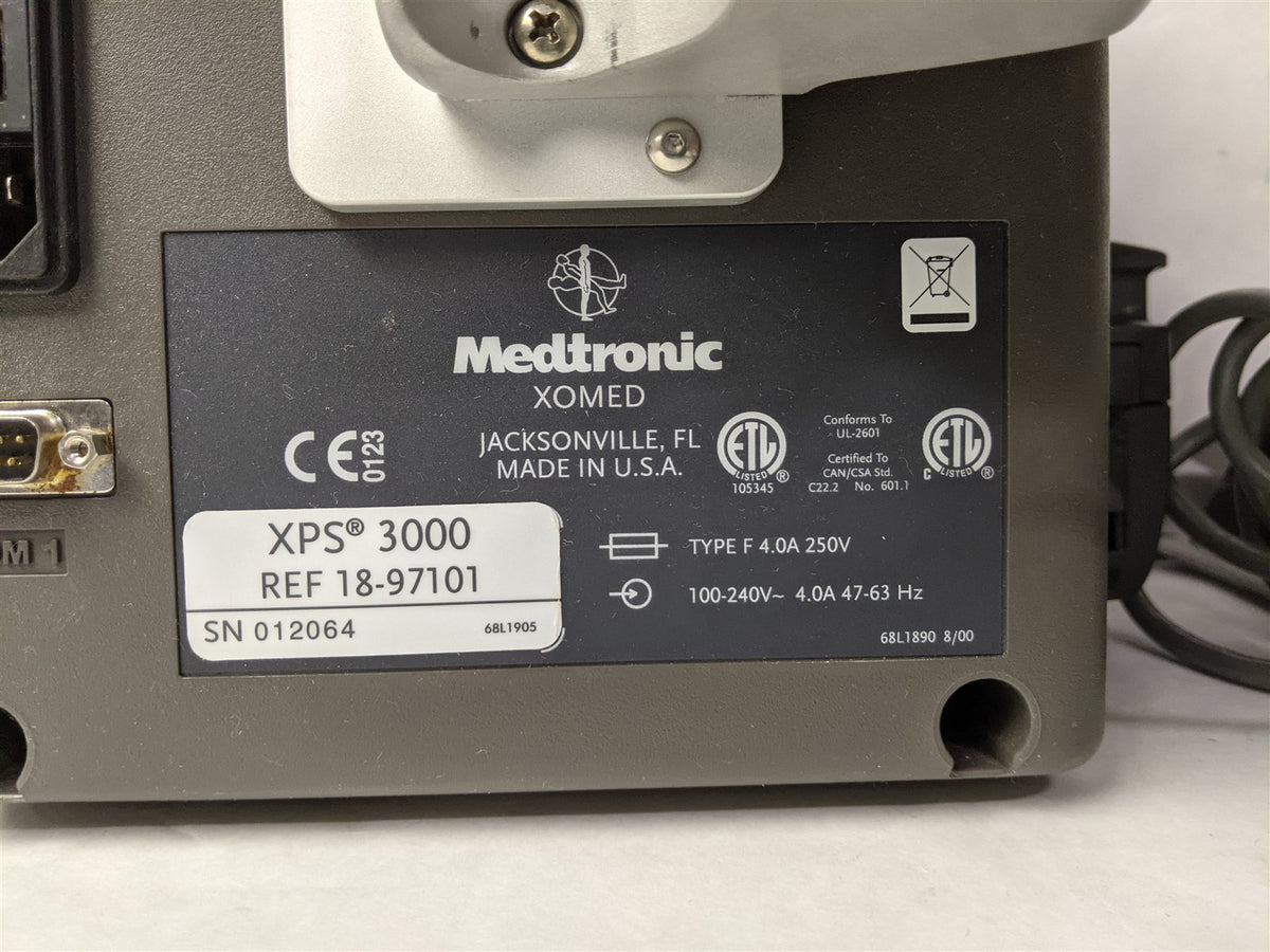 Medtronic Xomed XPS 3000 18-97101 Console w/ Pole Clamp and Footswitch