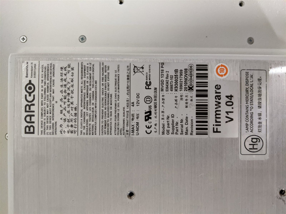 Barco MVGD 1318 PG LCD Monitor | MFG 2010