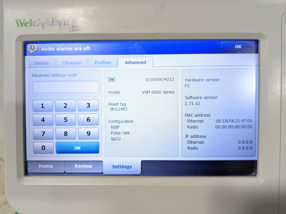 Welch Allyn 6000 Series 64NXXE Vital Signs Monitor