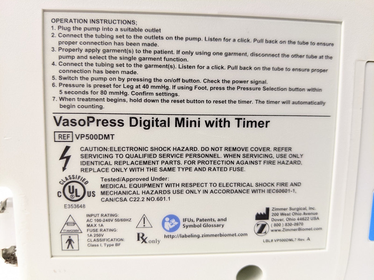 Zimmer Biomet VP 500DMT VasoPress Digital Mini with Timer | Lot of 18