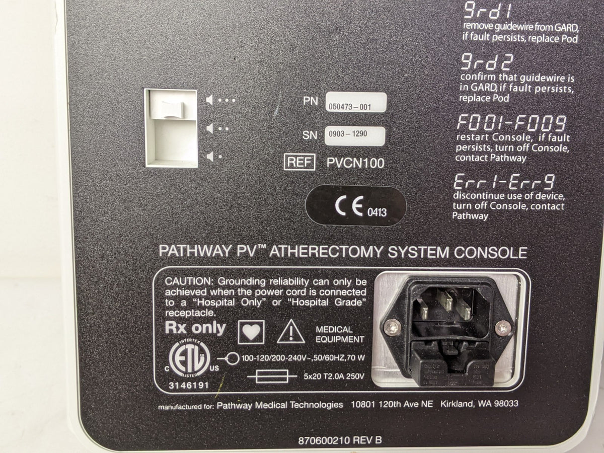Pathway PVCN100 050473-001 Atherectomy Console