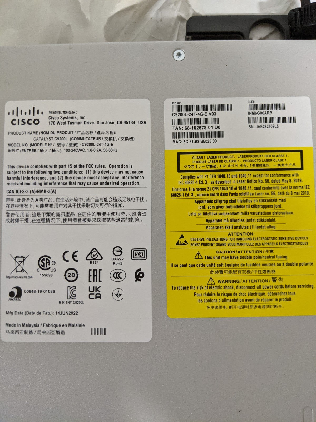 Cisco Catalyst 9200L Network Switch | MFG 2022