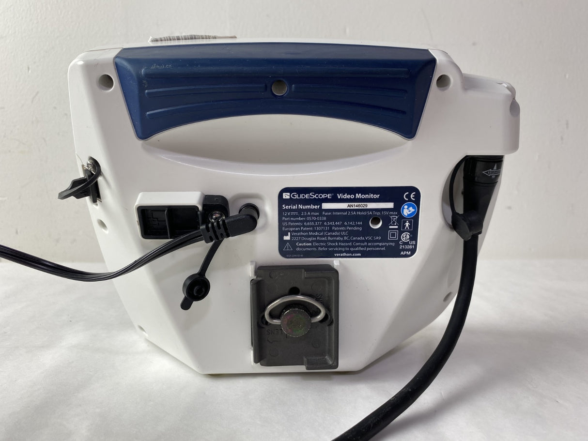 Verathon GlideScope Video Laryngoscope Monitor w/ 0570-0306 Baton & Power Supply