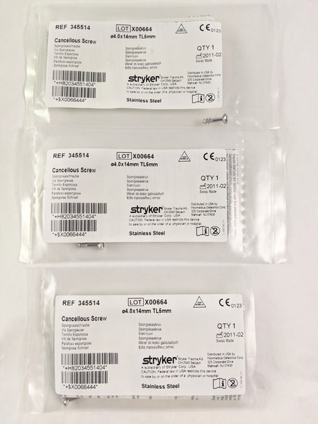 Set of 12 Stryker Surgical Screws and Twist Drills