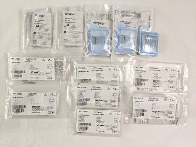 Set of 12 Stryker Surgical Screws and Twist Drills