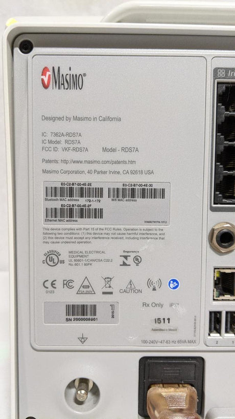 Masimo Root RDS7A Patient Monitor with Radical-7 and ISA CO2 Module