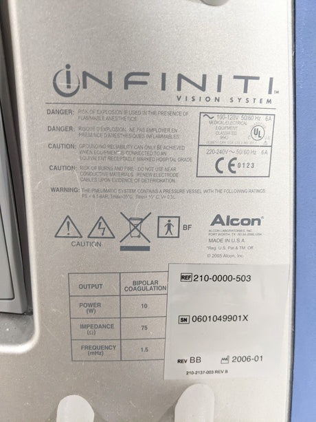 Alcon Infiniti Vision System OZil Compatible 210-0000-503 Phacoemulsifier