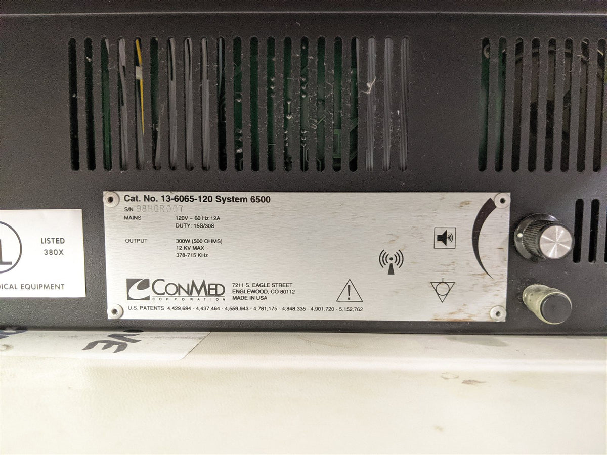 Conmed 6500 ESU Electrosurgical Generator + Argon Beam Coagulator