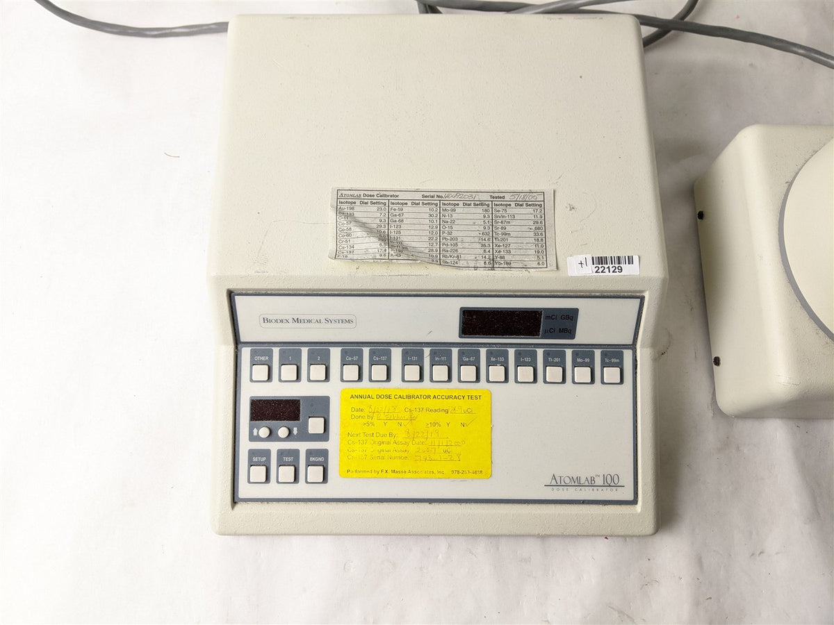 Biodex Atomlab 100 086-250 107040 Dose Calibrator with Ionization Chamber