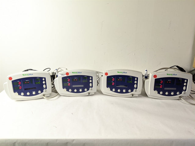 Welch Allyn 53NTP 007-0105-01 Lot of 4 Patient Monitor w/ Power Adaptor