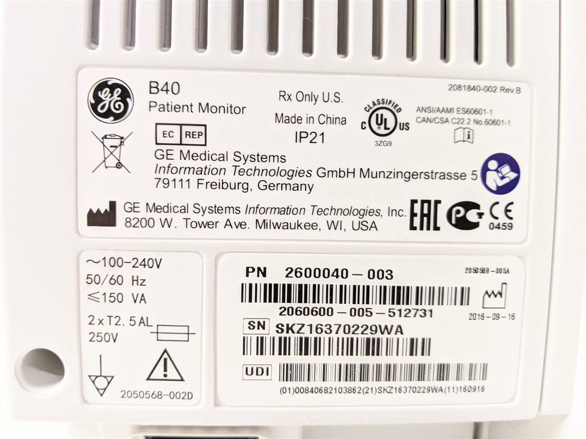 GE B40 Patient Monitor | MFG 2016
