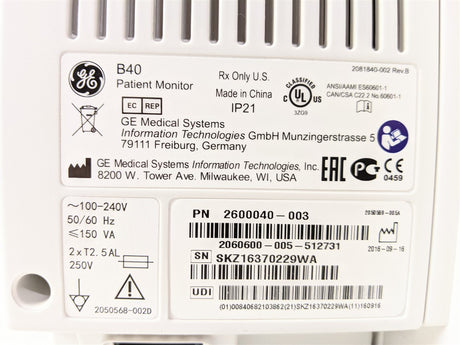 GE B40 Patient Monitor | MFG 2016
