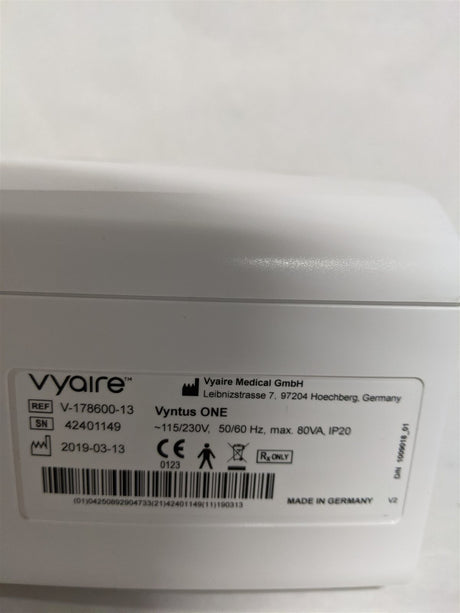 Vyaire Vyntus ONE V-178600-13 PFT System | MFG 2019