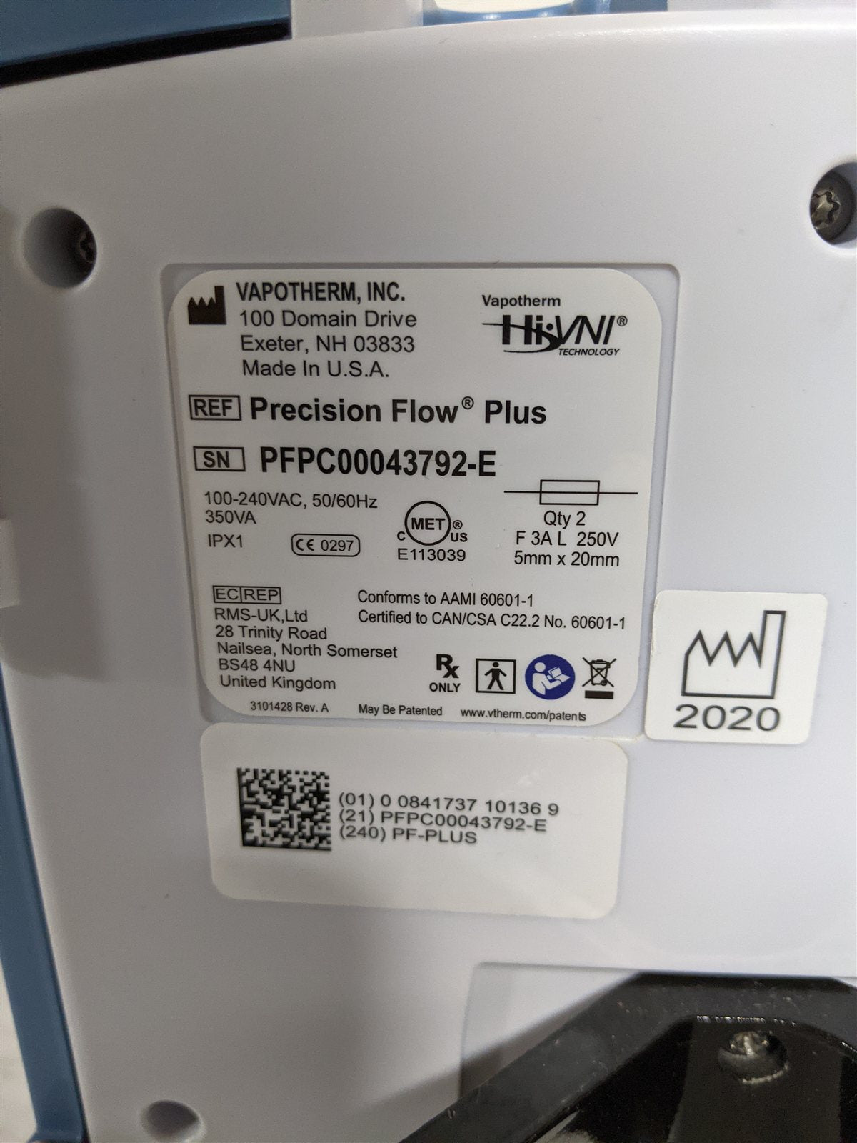 Vapotherm Hi-VNI Technology Precision Flow Plus | MFG 2020