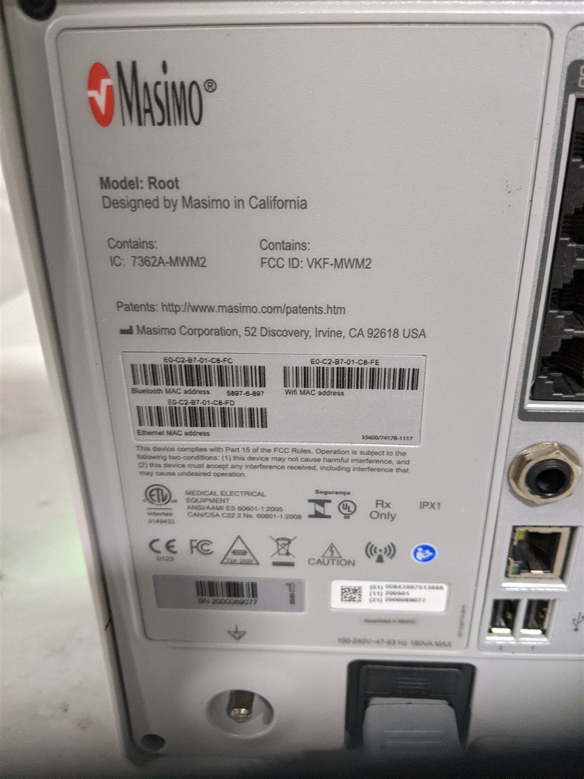 Masimo Root RDS7A Patient Monitoring and Connectivity Platform | MFG 2020