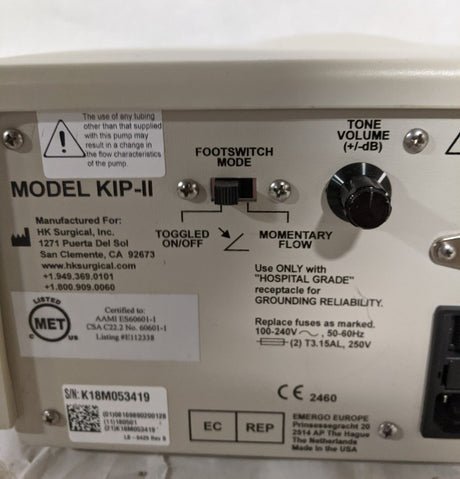 HK Surgical Klein Pump KIP-II Infiltration Pump