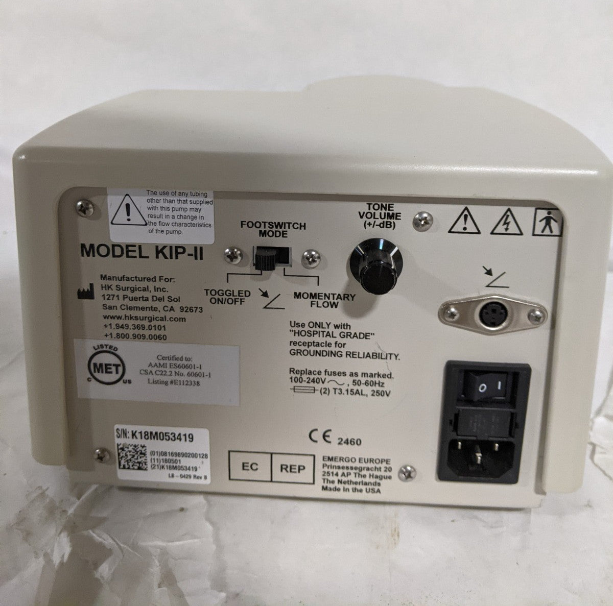 HK Surgical Klein Pump KIP-II Infiltration Pump