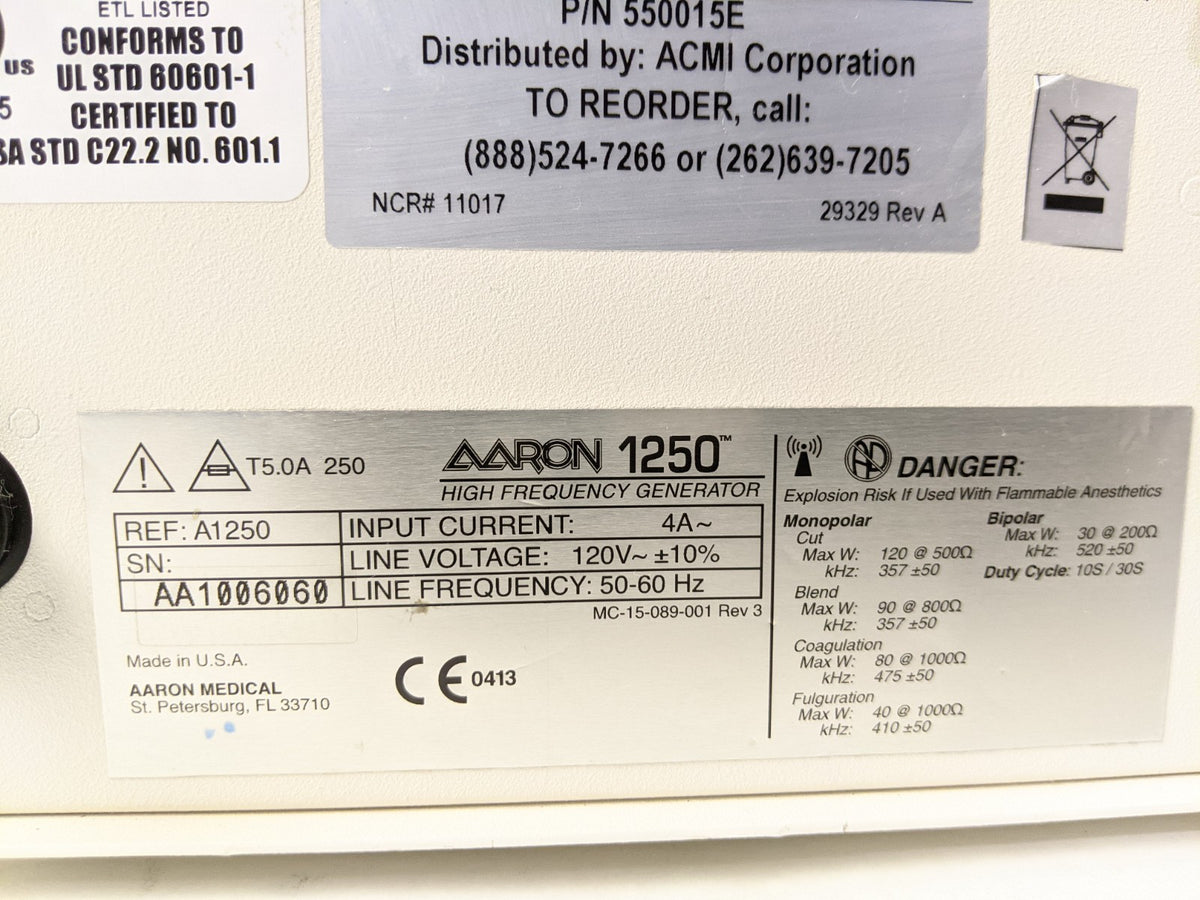 Bovie Aaron 1250 A1250 High Frequency Generator