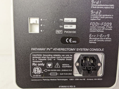Pathway PVCN100 050473-001 Atherectomy Console